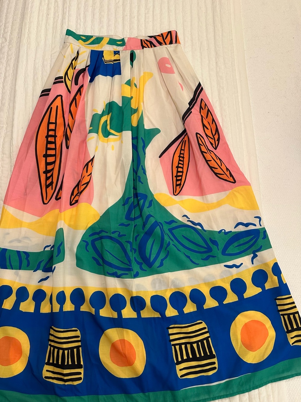 Colorful Printed A-Line Midi Skirt – Multicolor